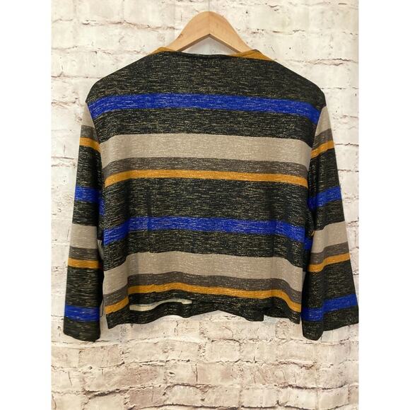 DN Design Top Womens 18 Layering Coverlet Cropped Striped Glitter Evening Open - Picture 12 of 14